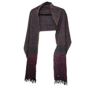 Celtic Kerry Woollen Mills 15" X 90" Fringed Wool Old Money Scarf Purple & Red